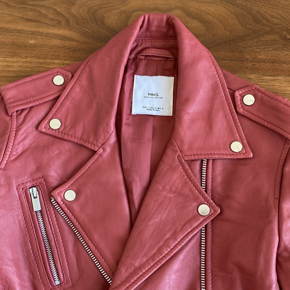 MANGO Women's Leather Biker Moto Jacket Size Medium - Picture 7 of 10